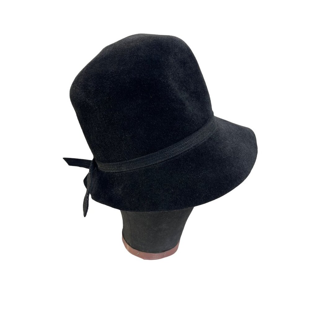 Vintage Otto Lucas Junior Black Wool Cloche Hat Made In England NWOT